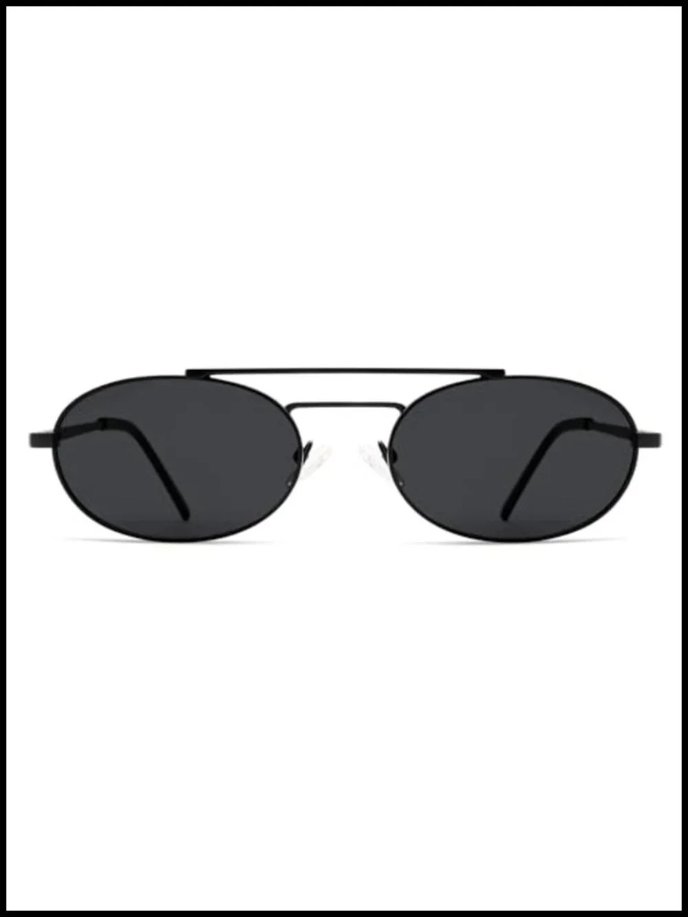 Oval Retro Sunglasses Double Bridge Narrow Vintage Small Polarized UV Protection